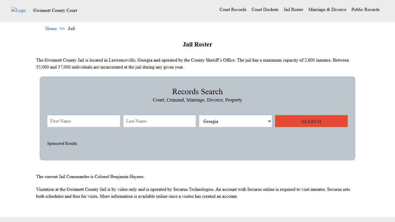 Jail Roster | Gwinnett County Court
